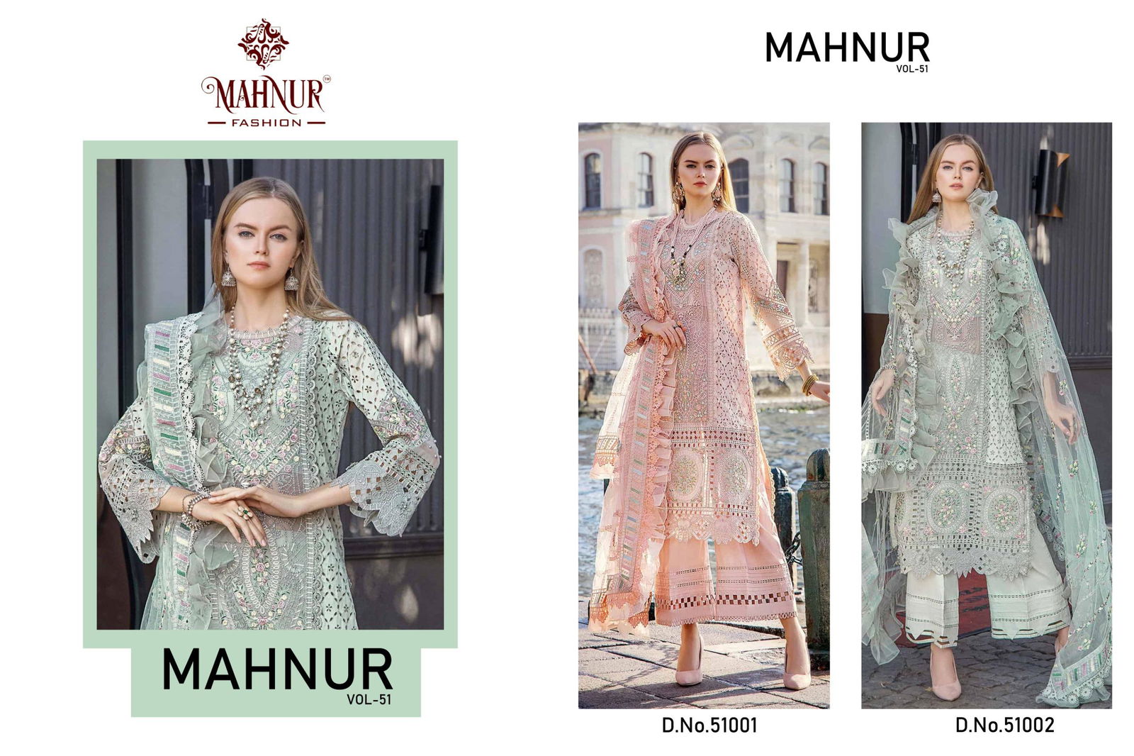 Mahnur Vol 51 Embroidery Cambric Cotton Pakistani Suits Wholesale Market In Surat